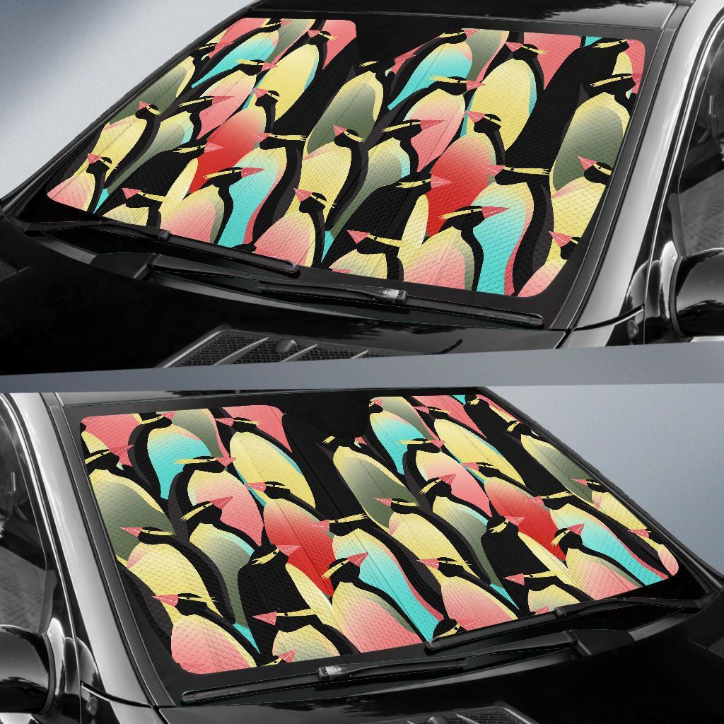 Colorful Penguin Pattern Print Car Sun Shade-grizzshop