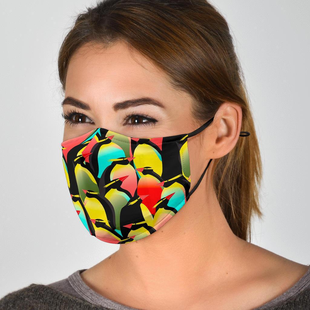 Colorful Penguin Pattern Print Face Mask-grizzshop