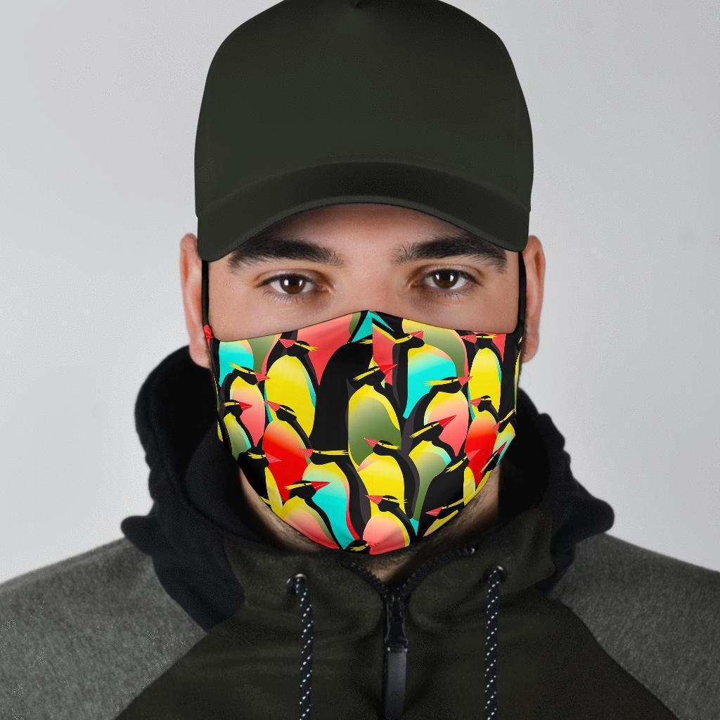Colorful Penguin Pattern Print Face Mask-grizzshop