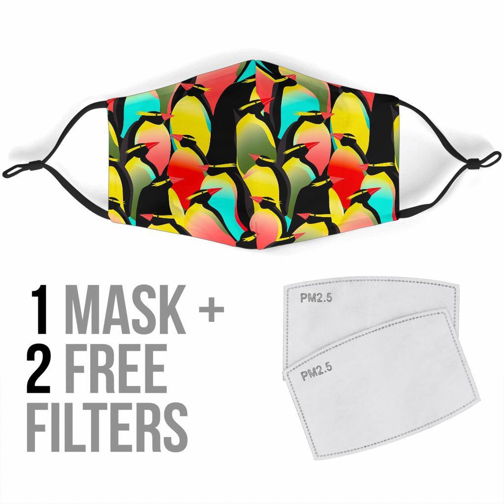 Colorful Penguin Pattern Print Face Mask-grizzshop