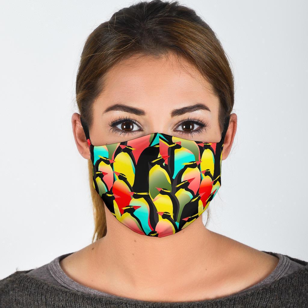 Colorful Penguin Pattern Print Face Mask-grizzshop