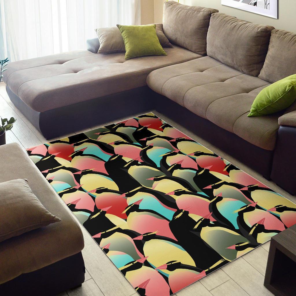 Colorful Penguin Pattern Print Floor Mat-grizzshop