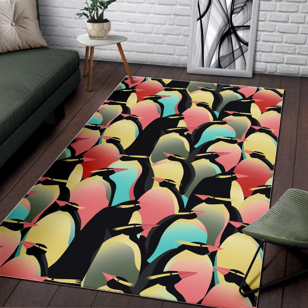 Colorful Penguin Pattern Print Floor Mat-grizzshop
