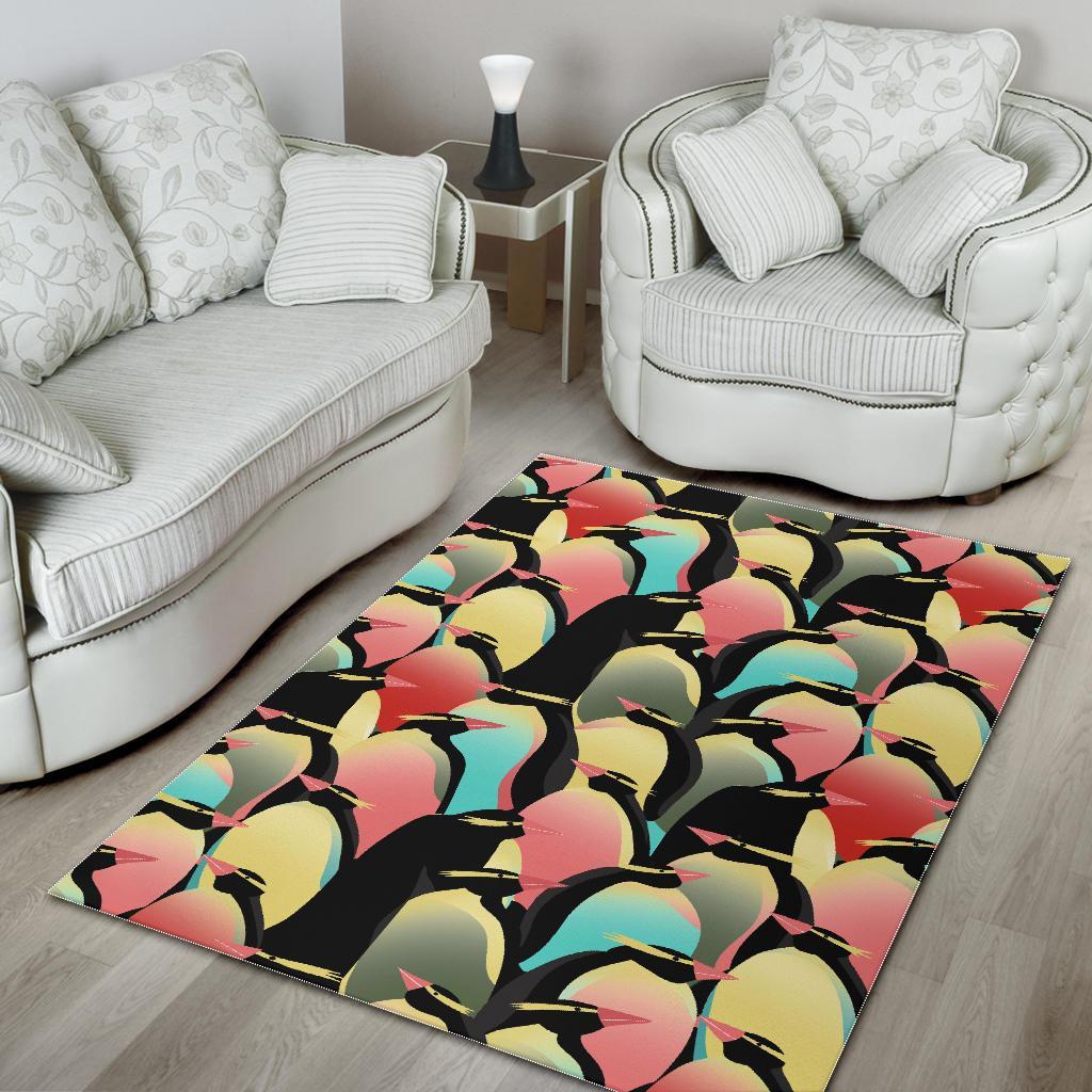 Colorful Penguin Pattern Print Floor Mat-grizzshop