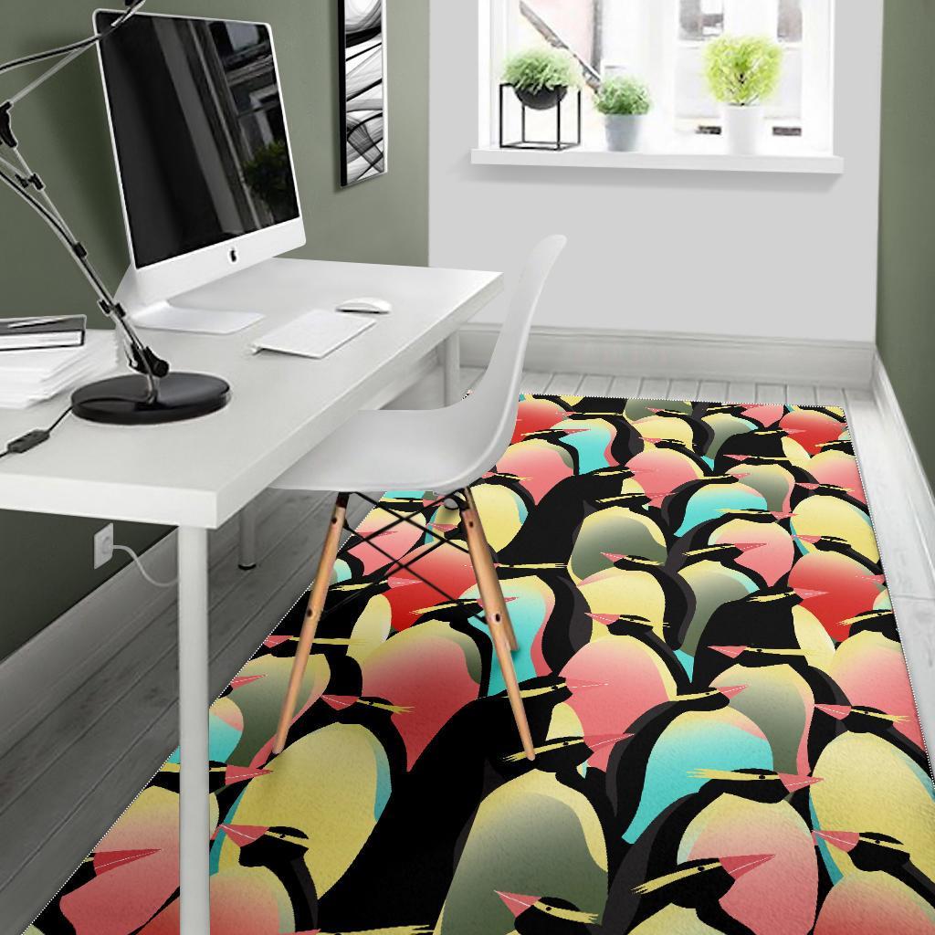 Colorful Penguin Pattern Print Floor Mat-grizzshop
