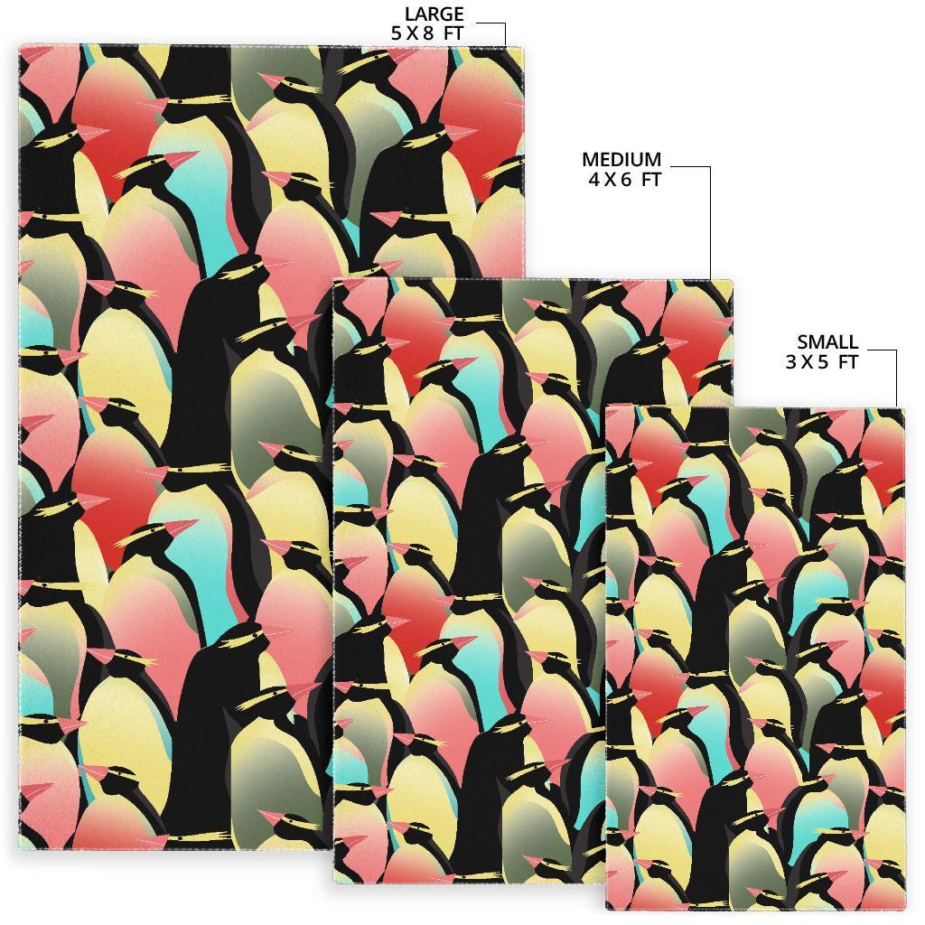 Colorful Penguin Pattern Print Floor Mat-grizzshop