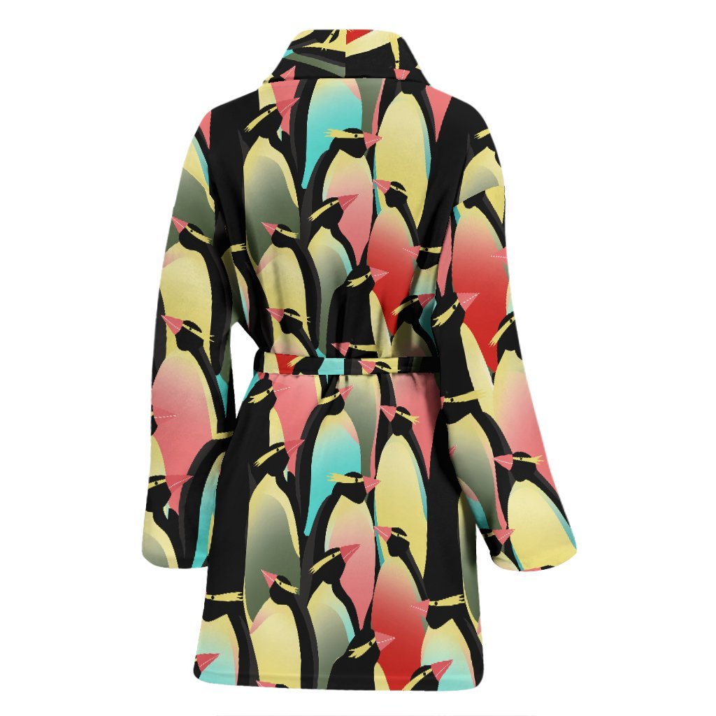 Colorful Penguin Pattern Print Pattern Print Women Long Robe-grizzshop