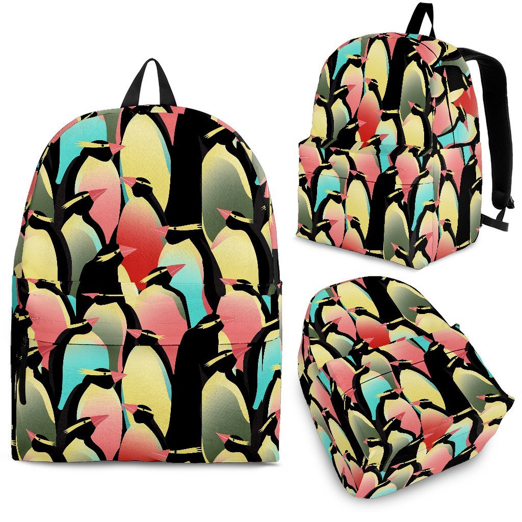 Colorful Penguin Pattern Print Premium Backpack-grizzshop