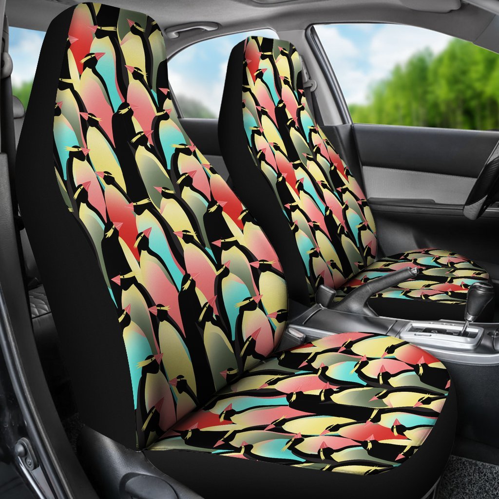 Colorful Penguin Pattern Print Universal Fit Car Seat Cover-grizzshop