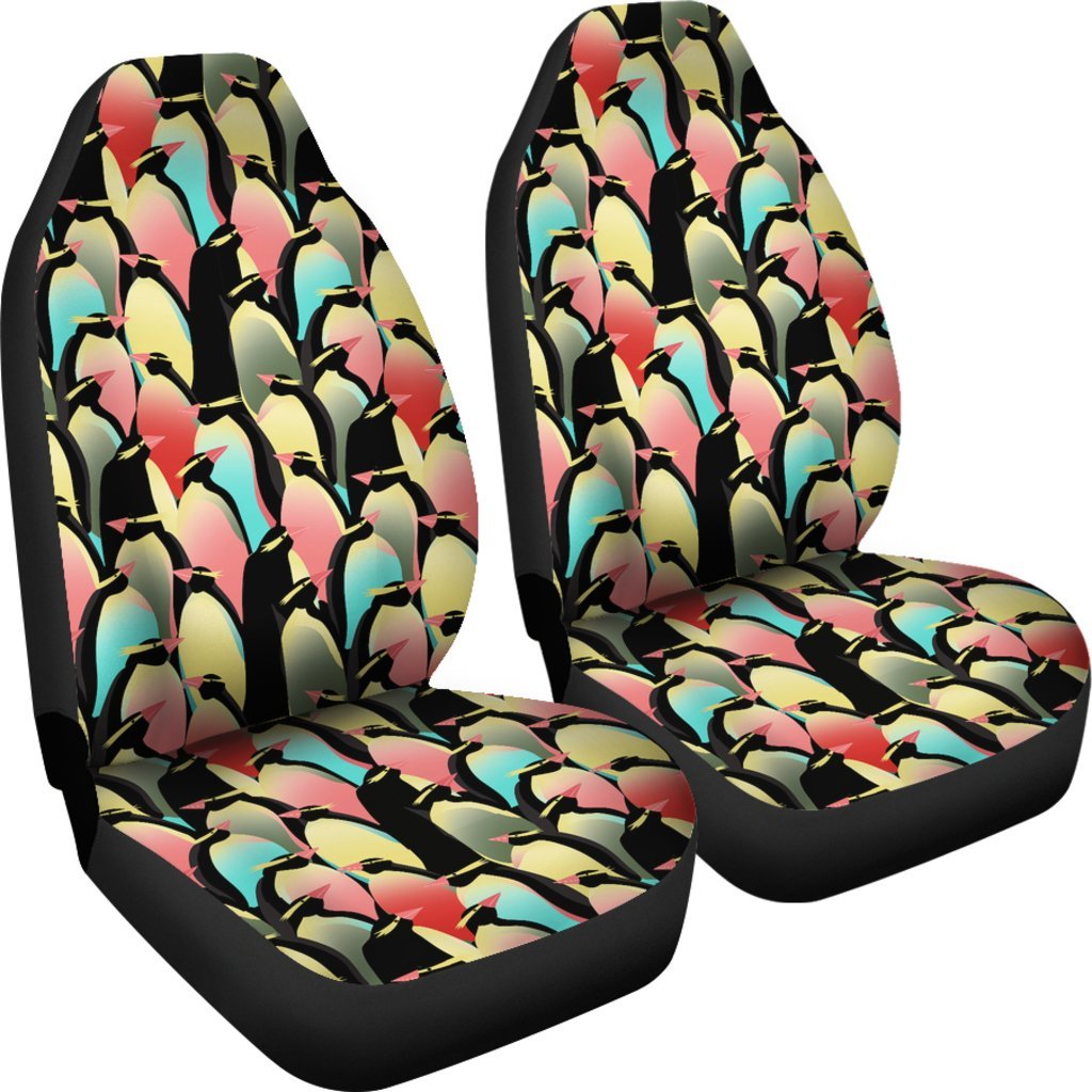 Colorful Penguin Pattern Print Universal Fit Car Seat Cover-grizzshop