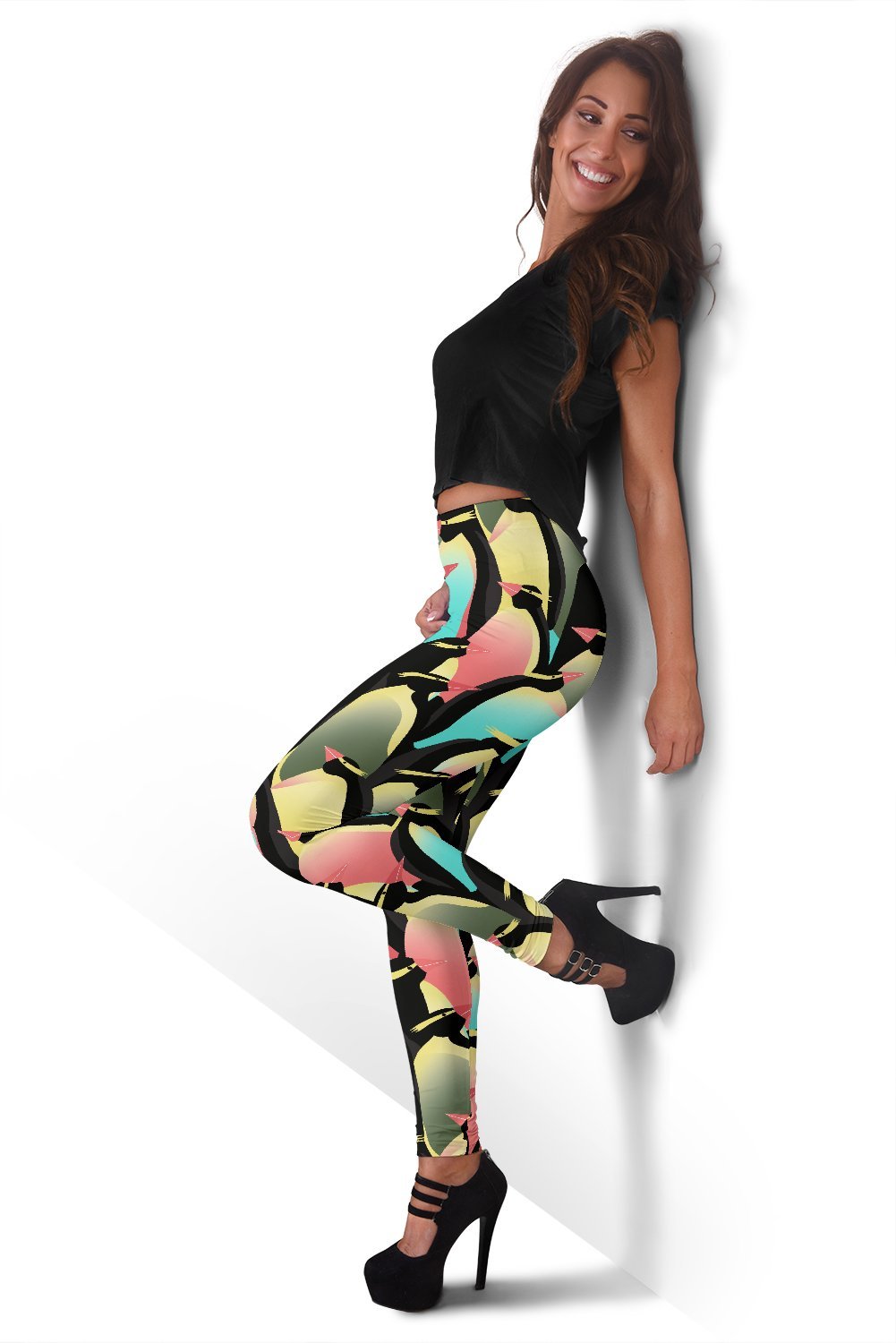 Colorful Penguin Pattern Print Women Leggings-grizzshop