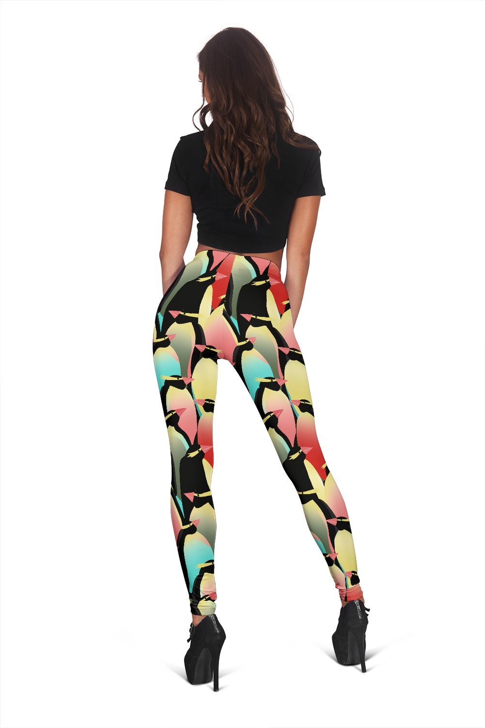 Colorful Penguin Pattern Print Women Leggings-grizzshop