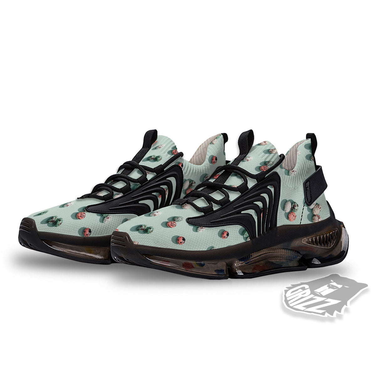 Colorful Pile Of Easter Eggs Print Pattern Black Gym Shoes-grizzshop