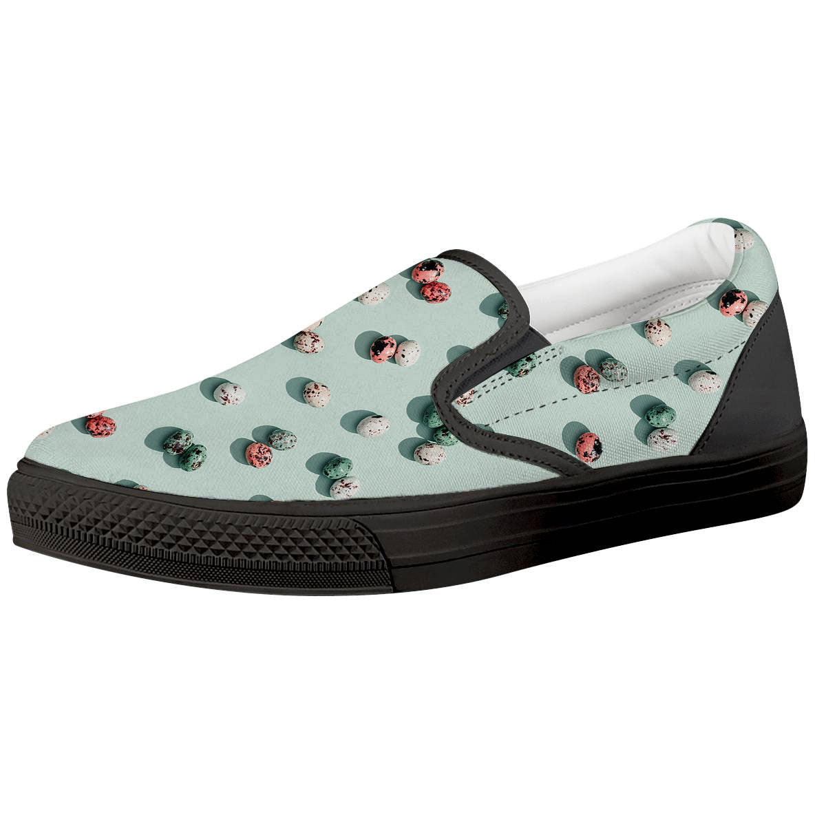 Colorful Pile Of Easter Eggs Print Pattern Black Slip On Shoes-grizzshop