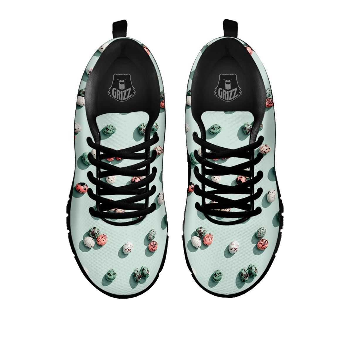 Colorful Pile Of Easter Eggs Print Pattern Black Sneaker-grizzshop