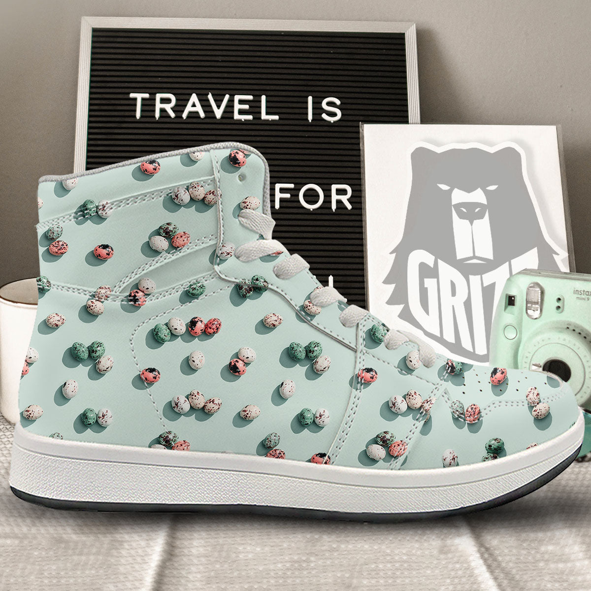 Colorful Pile Of Easter Eggs Print Pattern High Top Sneakers-grizzshop