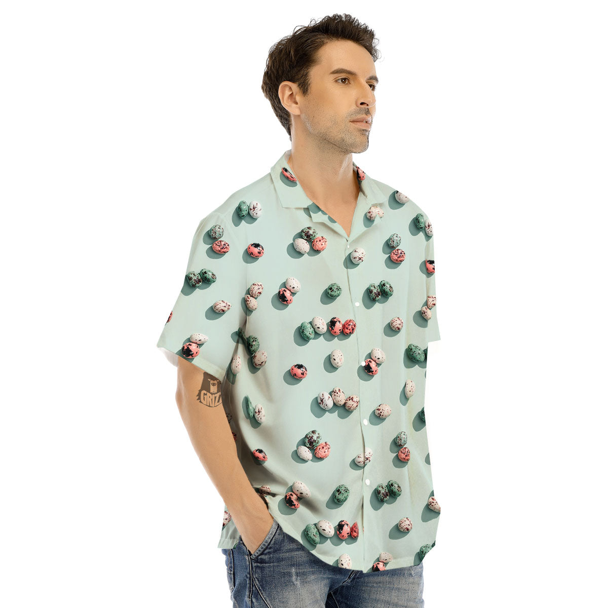 Colorful Pile Of Easter Eggs Print Pattern Men's Hawaiian Shirt-grizzshop