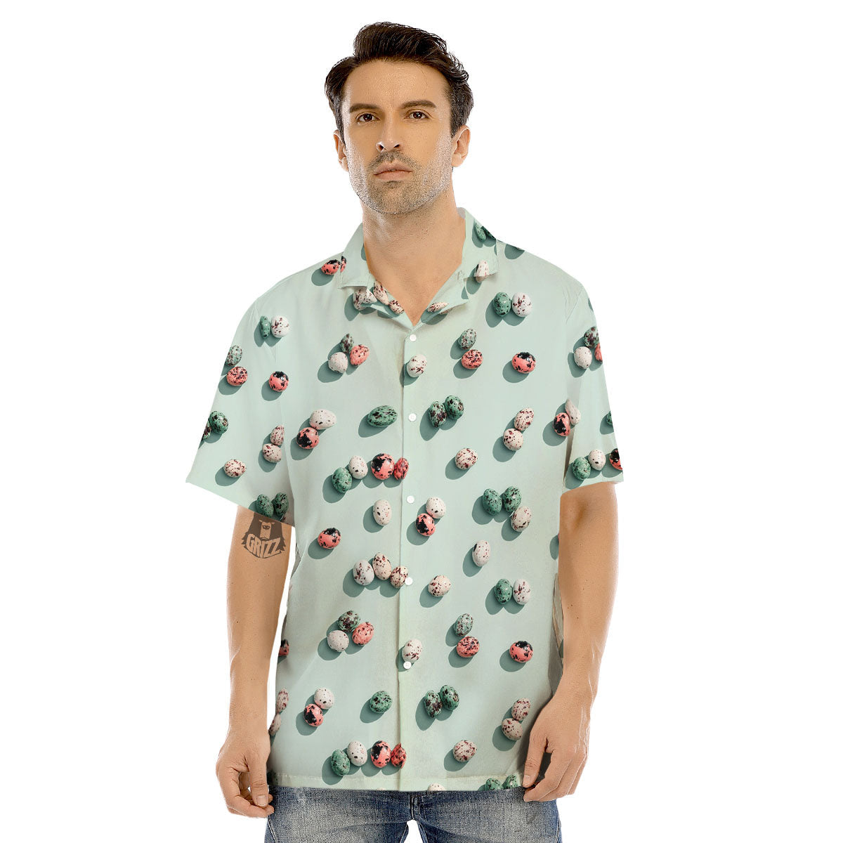 Colorful Pile Of Easter Eggs Print Pattern Men's Hawaiian Shirt-grizzshop