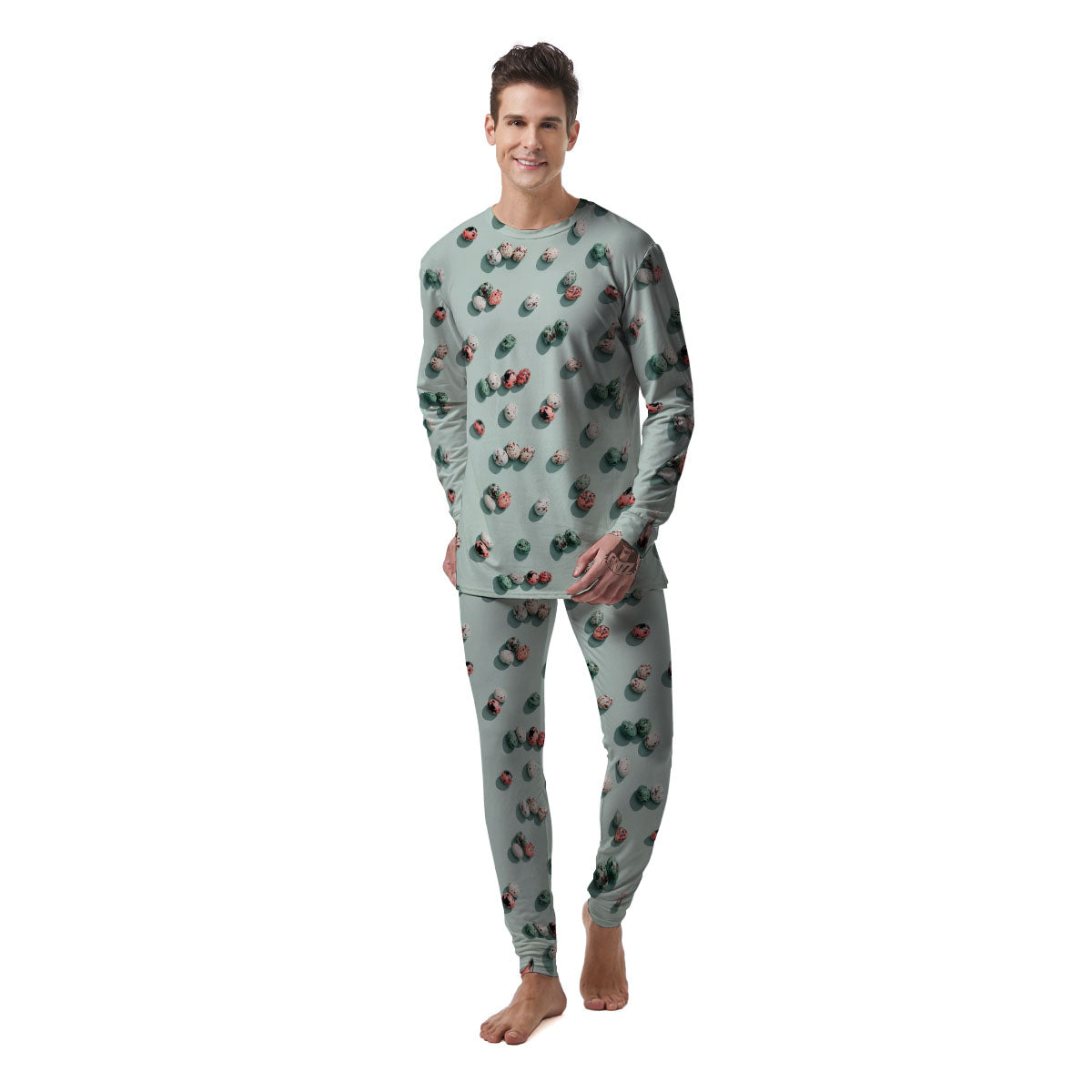 Colorful Pile Of Easter Eggs Print Pattern Men's Pajamas-grizzshop