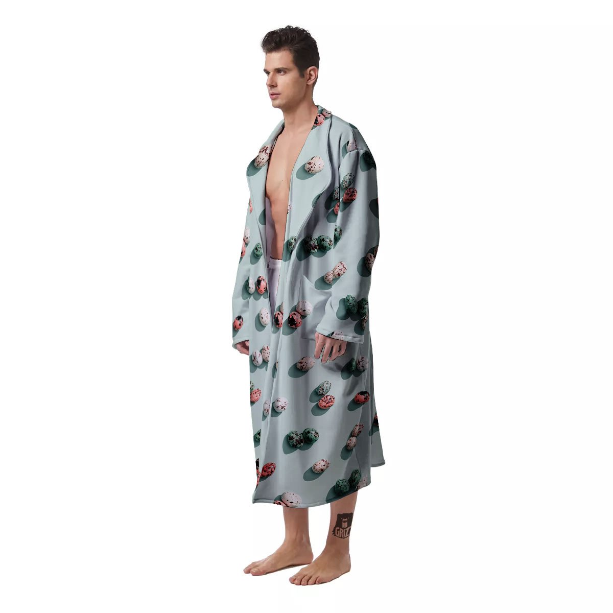 Colorful Pile Of Easter Eggs Print Pattern Men's Robe-grizzshop