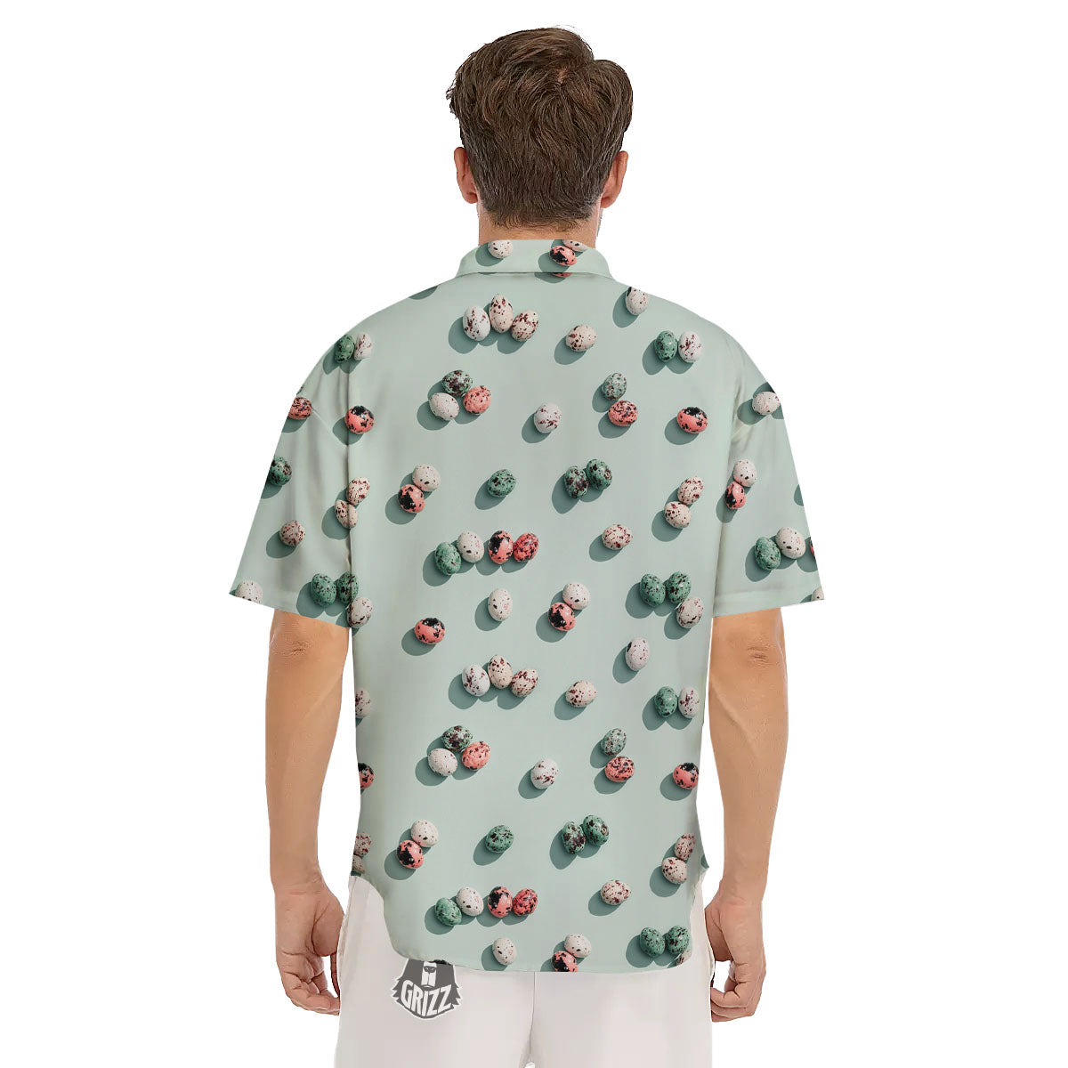 Colorful Pile Of Easter Eggs Print Pattern Men's Short Sleeve Shirts-grizzshop