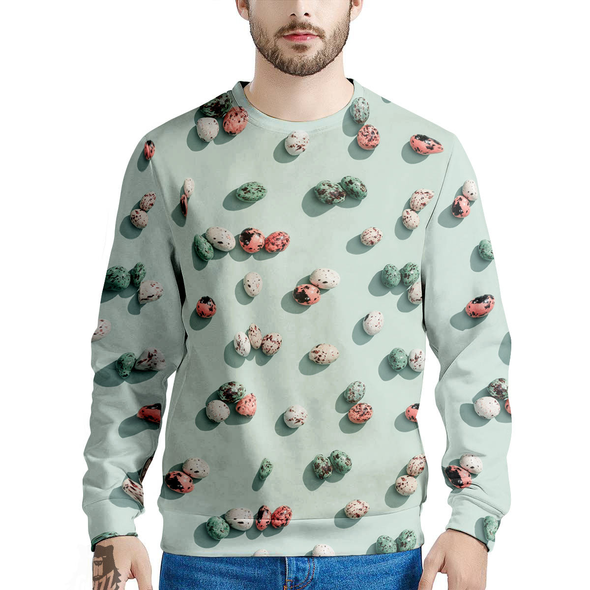 Colorful Pile Of Easter Eggs Print Pattern Men's Sweatshirt-grizzshop