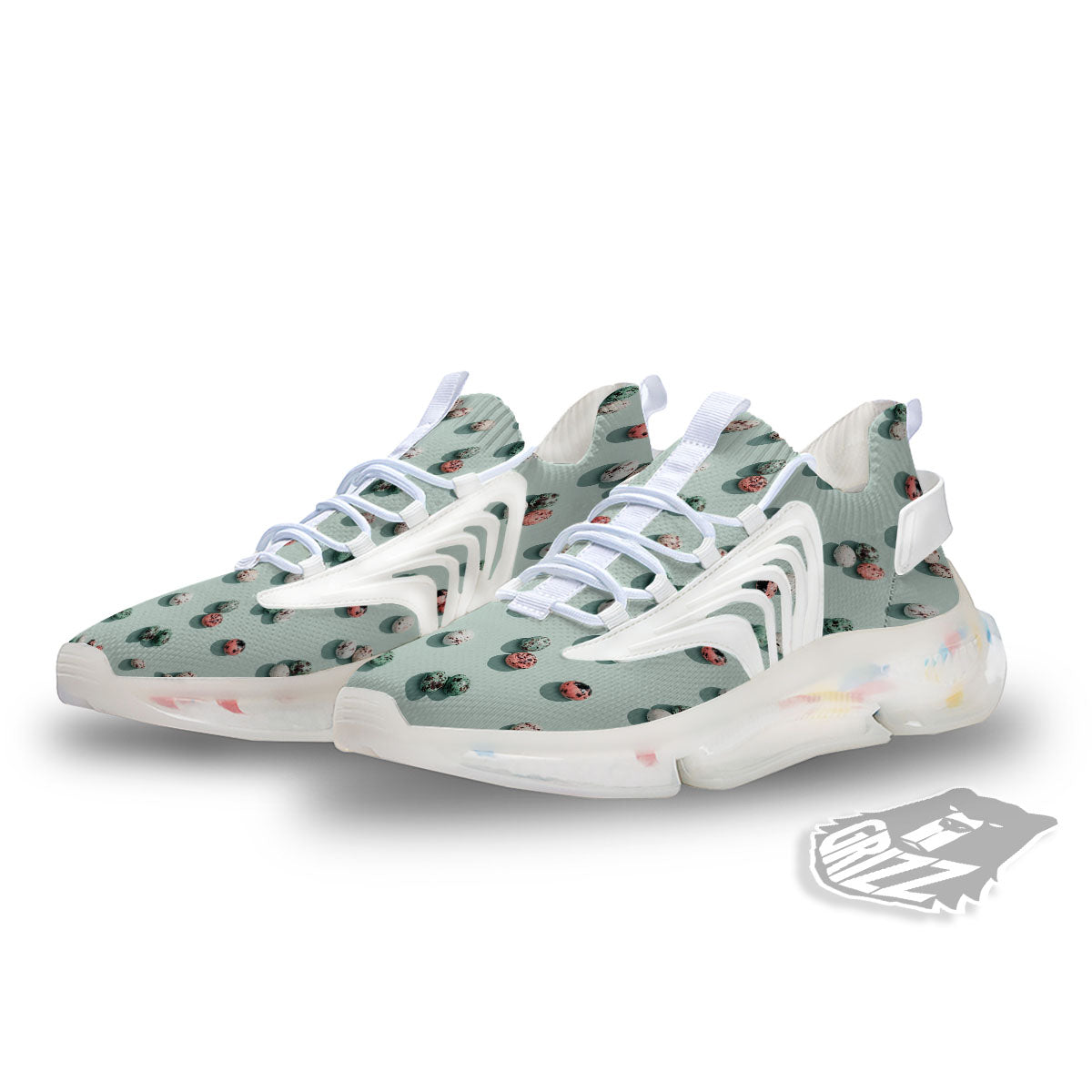 Colorful Pile Of Easter Eggs Print Pattern White Gym Shoes-grizzshop