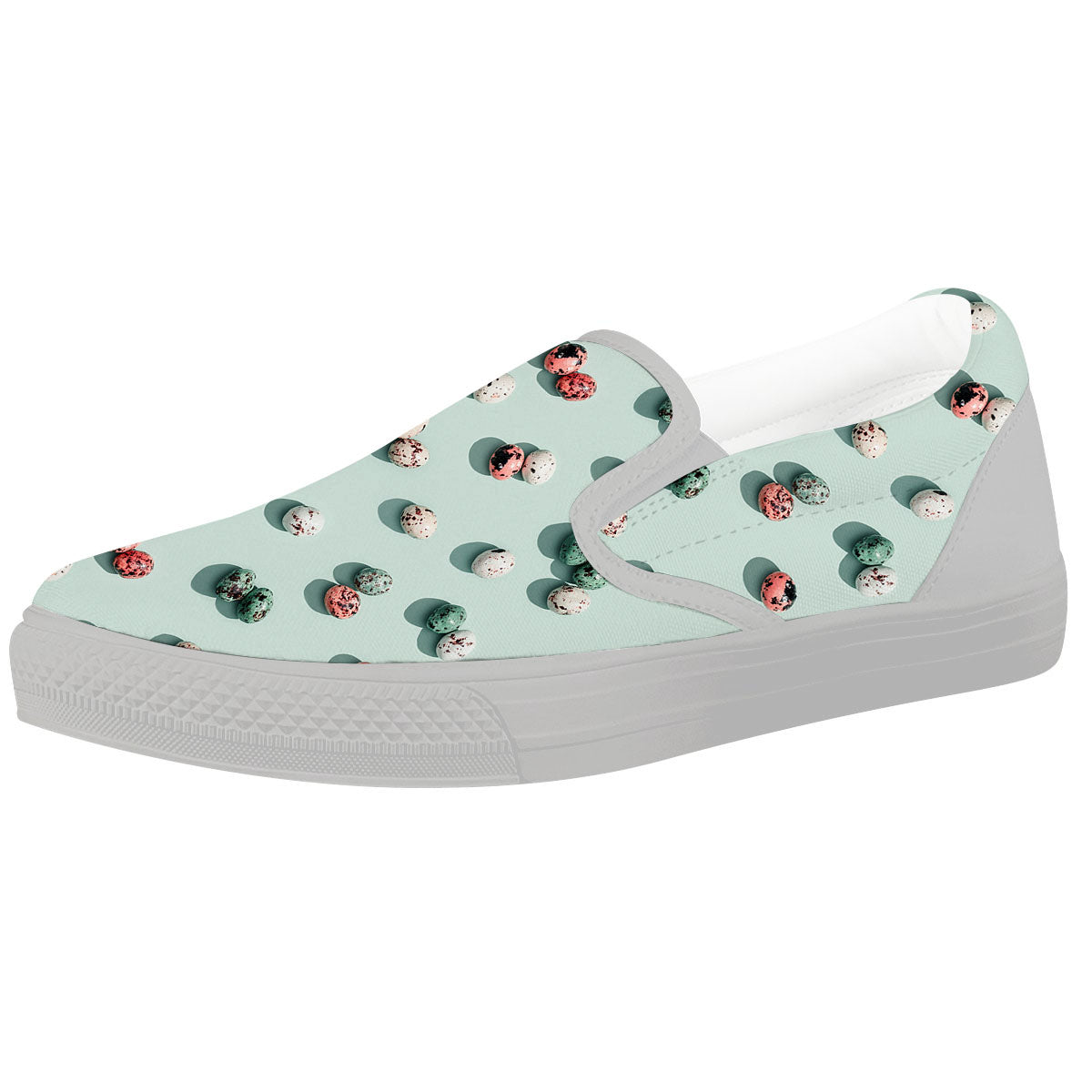 Colorful Pile Of Easter Eggs Print Pattern White Slip On Shoes-grizzshop