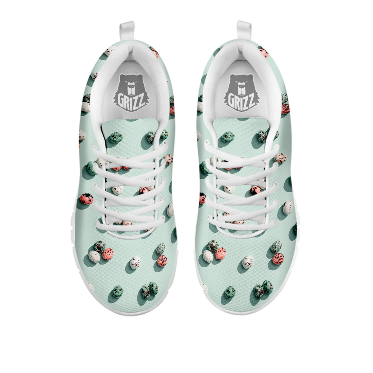 Colorful Pile Of Easter Eggs Print Pattern White Sneaker-grizzshop
