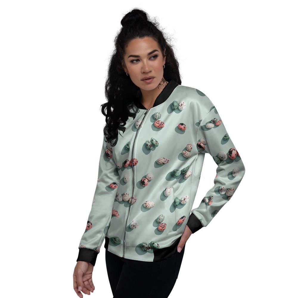 Colorful Pile Of Easter Eggs Print Pattern Women's Bomber Jacket-grizzshop