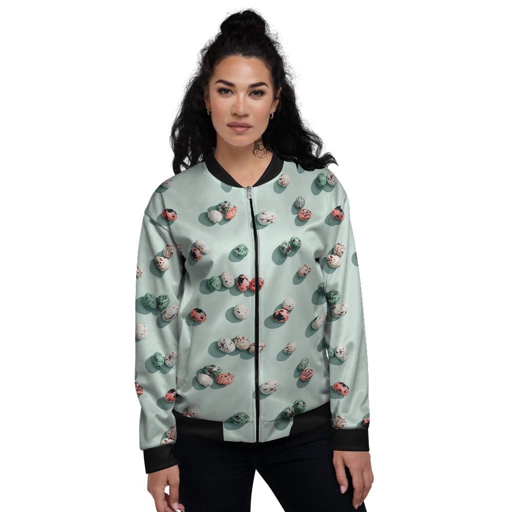 Colorful Pile Of Easter Eggs Print Pattern Women's Bomber Jacket-grizzshop