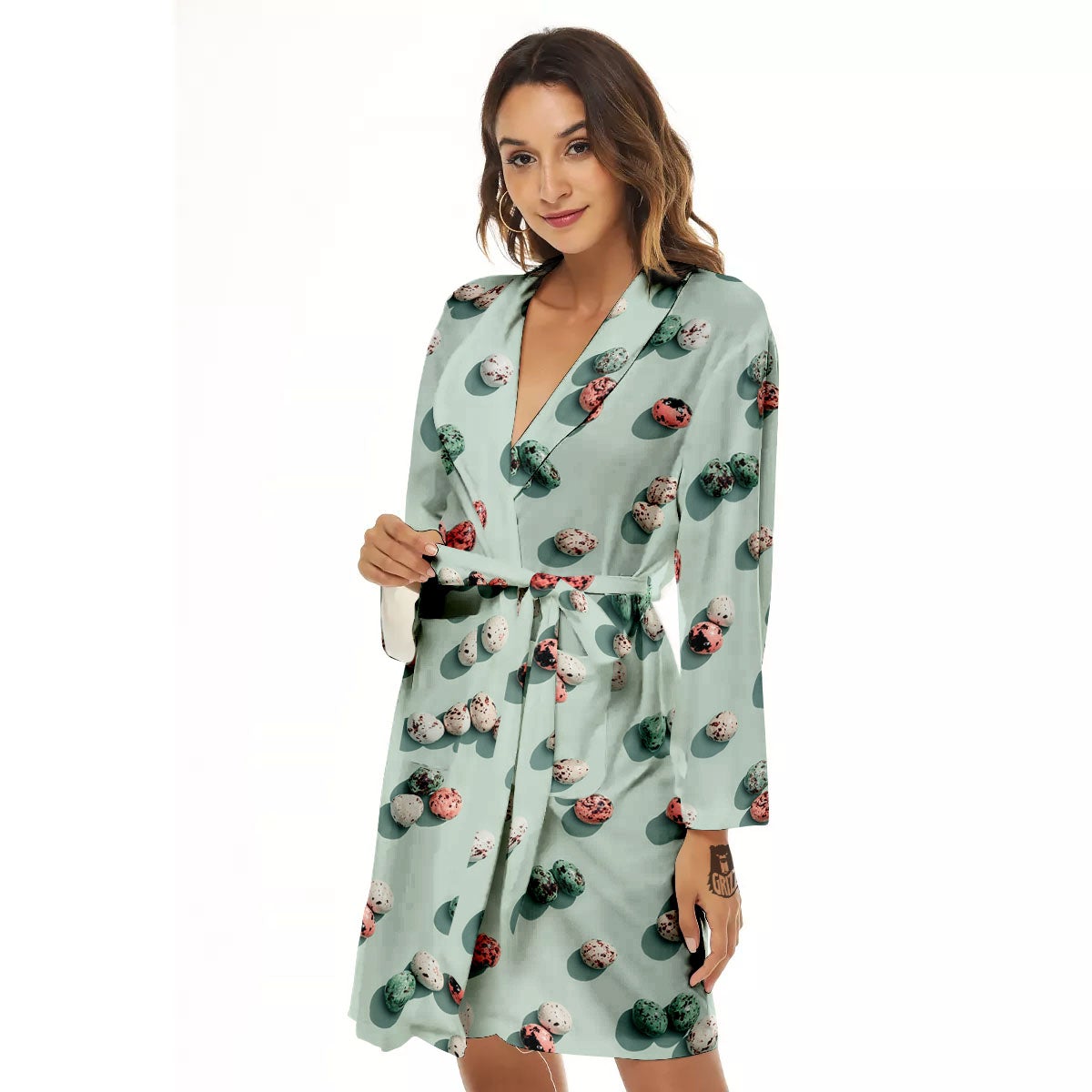 Colorful Pile Of Easter Eggs Print Pattern Women's Robe-grizzshop