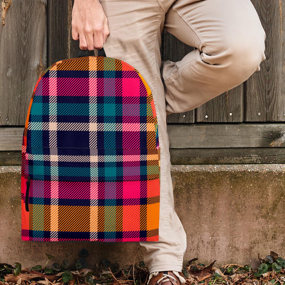 Colorful Plaid Tartan Backpack-grizzshop