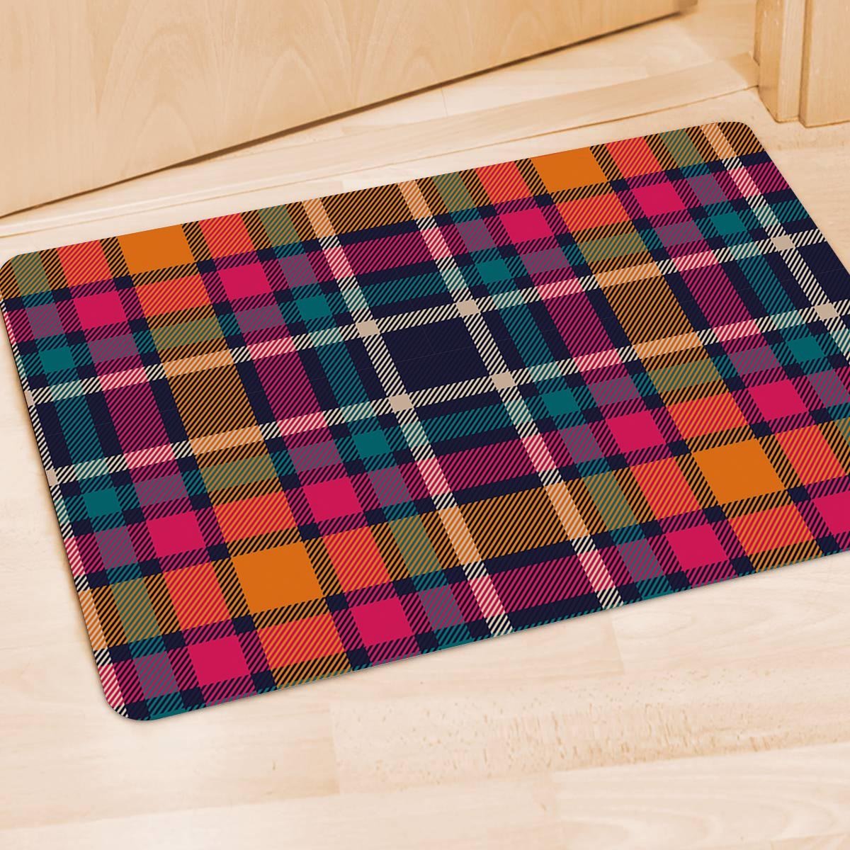 Colorful Plaid Tartan Door Mat-grizzshop