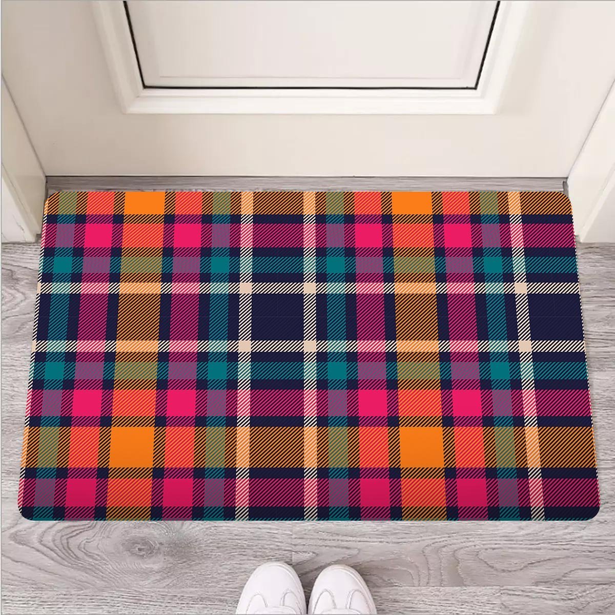 Colorful Plaid Tartan Door Mat-grizzshop