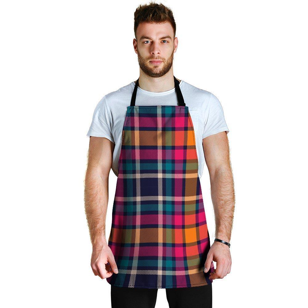 Colorful Plaid Tartan Men's Apron-grizzshop