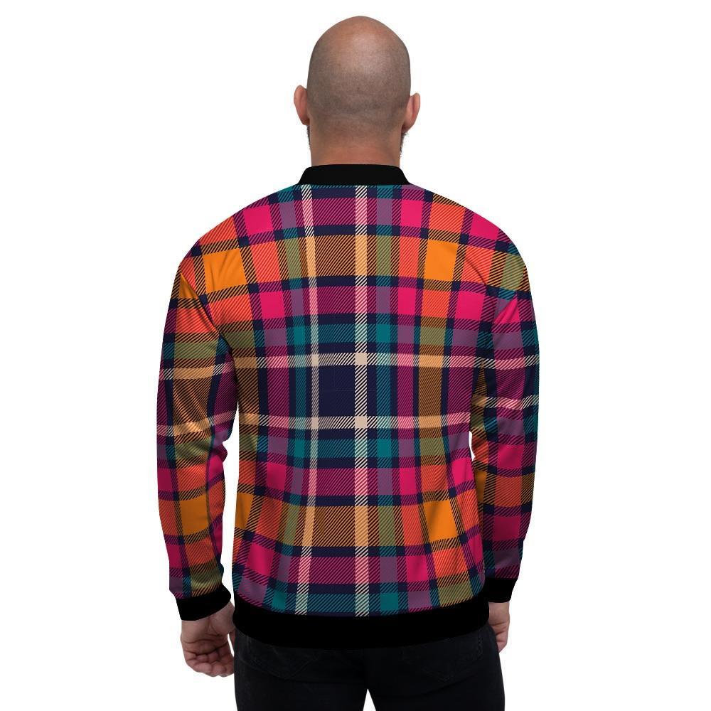 Colorful Plaid Tartan Men's Bomber Jacket-grizzshop
