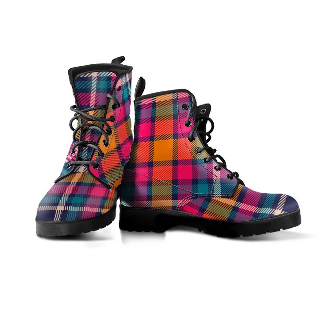 Colorful Plaid Tartan Men's Boots-grizzshop