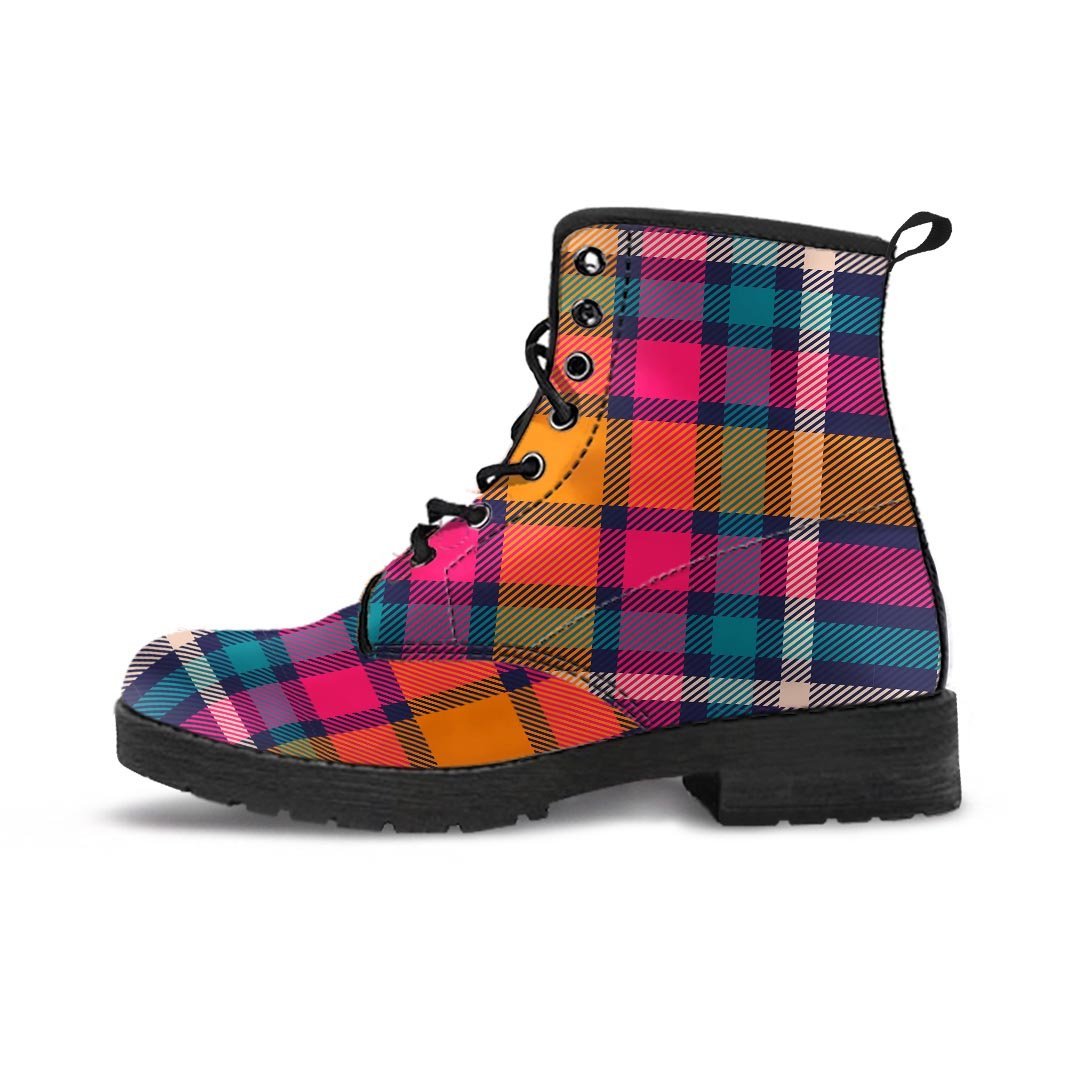 Colorful Plaid Tartan Men's Boots-grizzshop