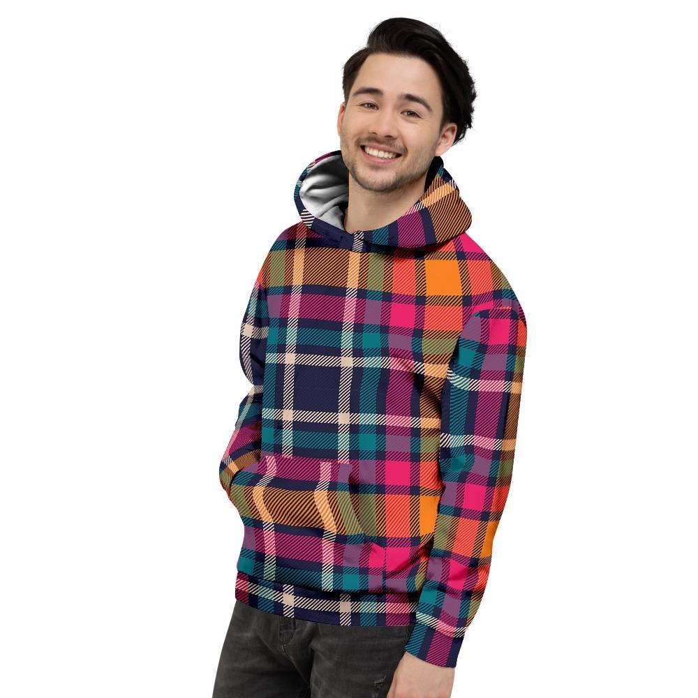 Colorful Plaid Tartan Men's Hoodie-grizzshop