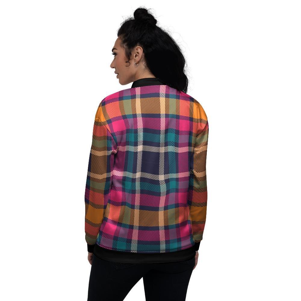 Colorful Plaid Tartan Women's Bomber Jacket-grizzshop