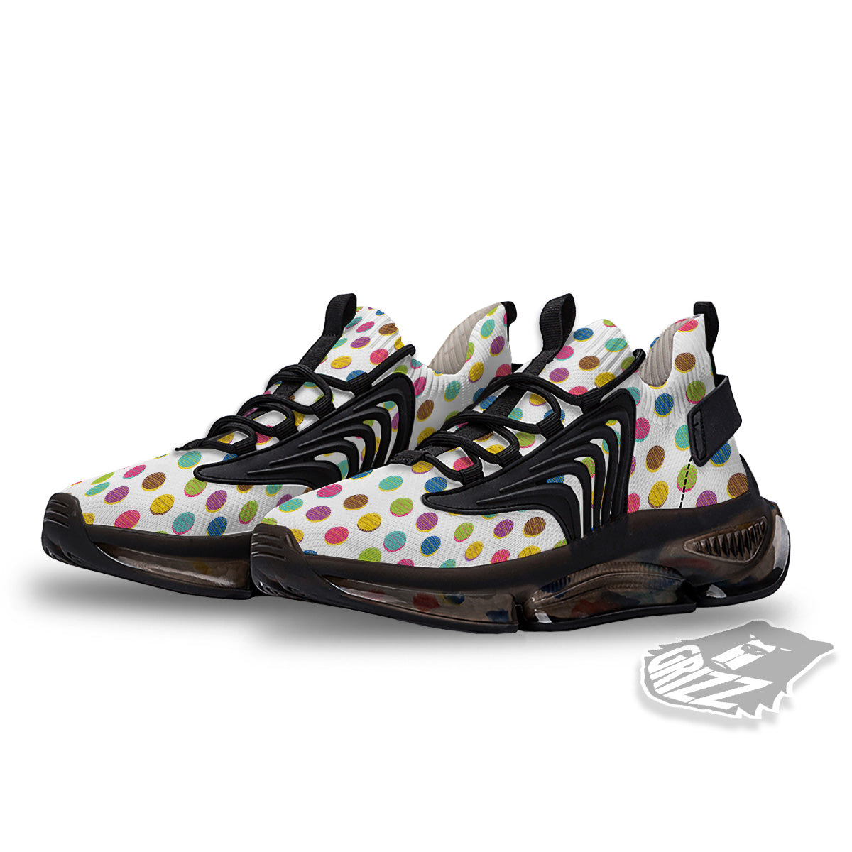Colorful Polka Dot Hand Drawn Print Pattern Black Gym Shoes-grizzshop