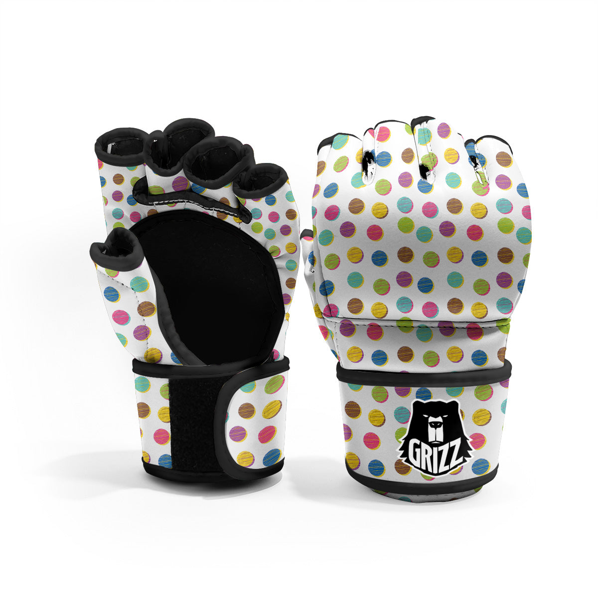 Colorful Polka Dot Hand Drawn Print Pattern MMA Gloves-grizzshop