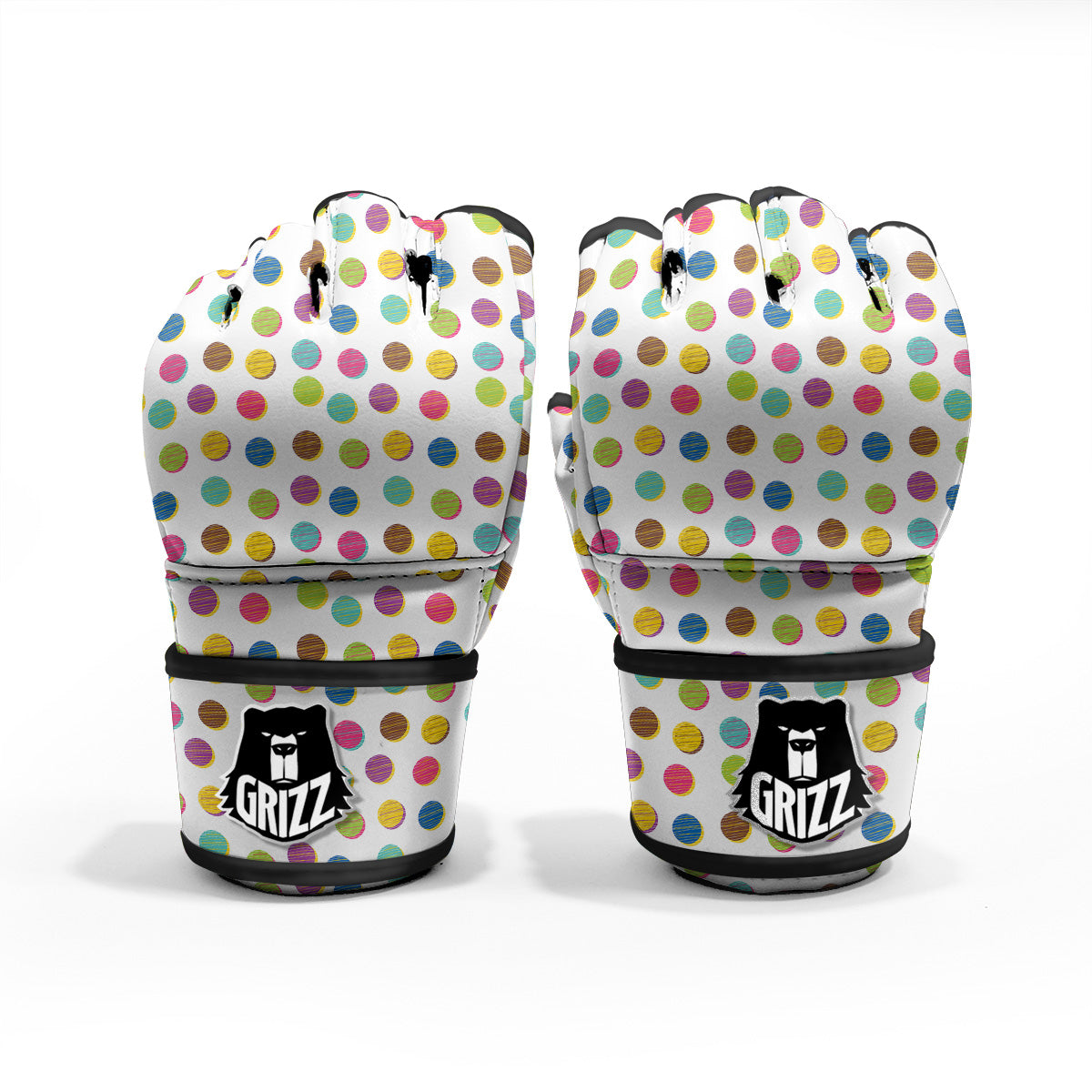 Colorful Polka Dot Hand Drawn Print Pattern MMA Gloves-grizzshop