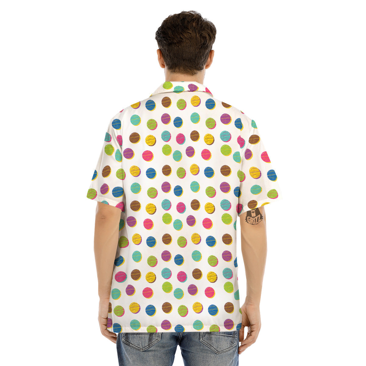 Colorful Polka Dot Hand Drawn Print Pattern Men's Hawaiian Shirt-grizzshop