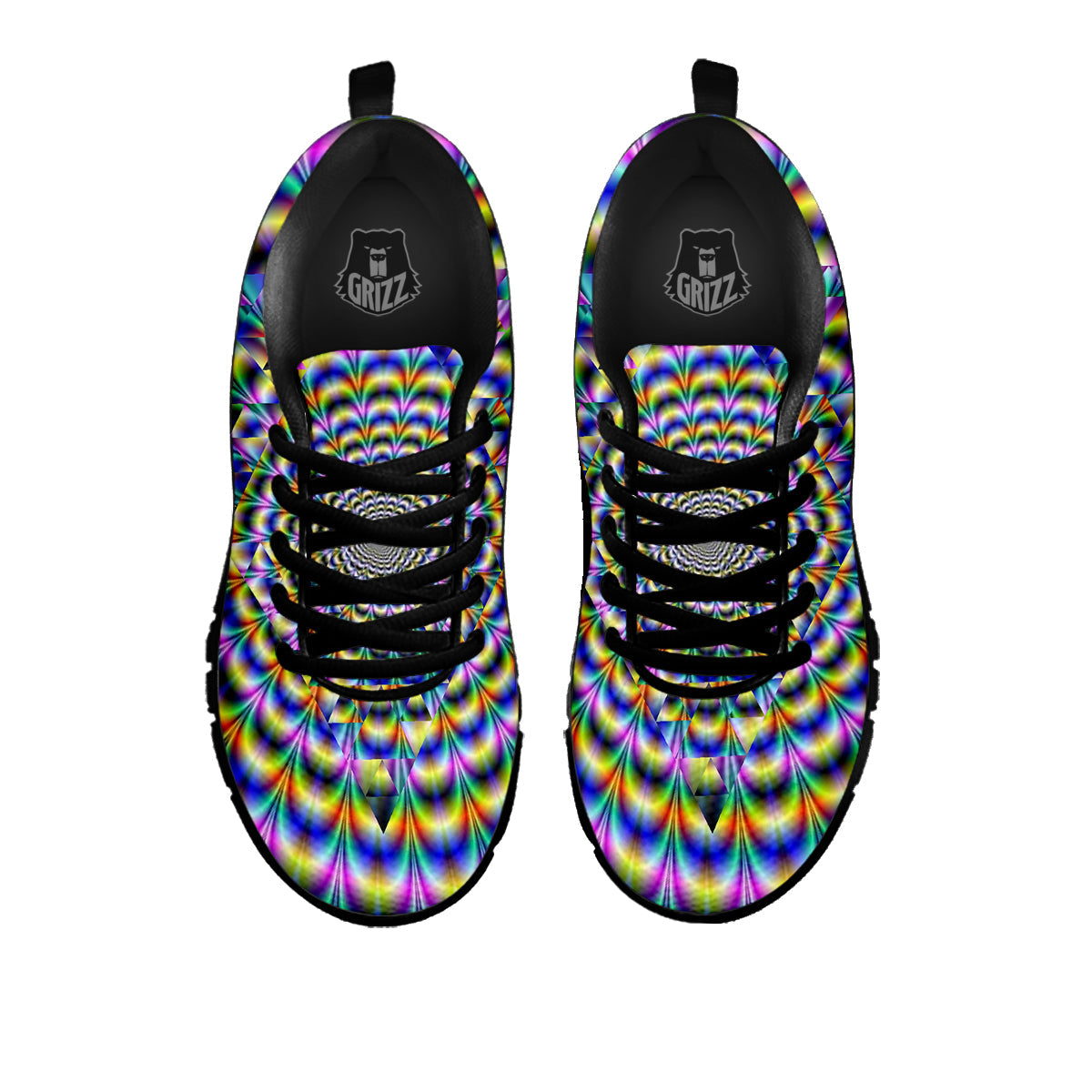 Colorful Psychedelic And Triangle Print Black Sneaker-grizzshop