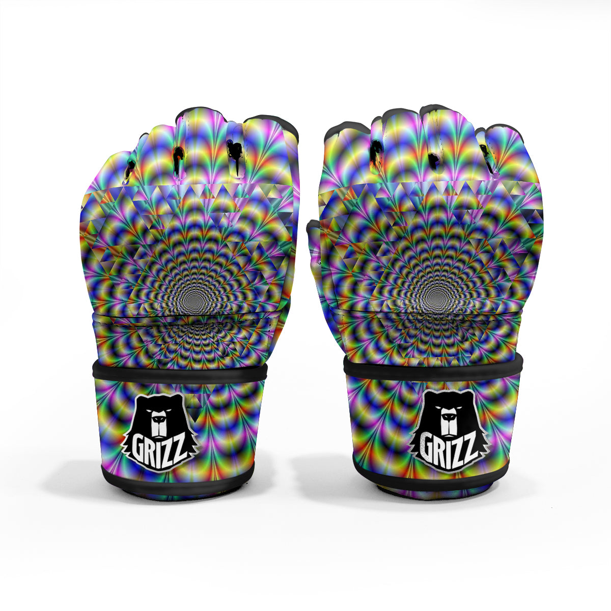 Colorful Psychedelic And Triangle Print MMA Gloves-grizzshop