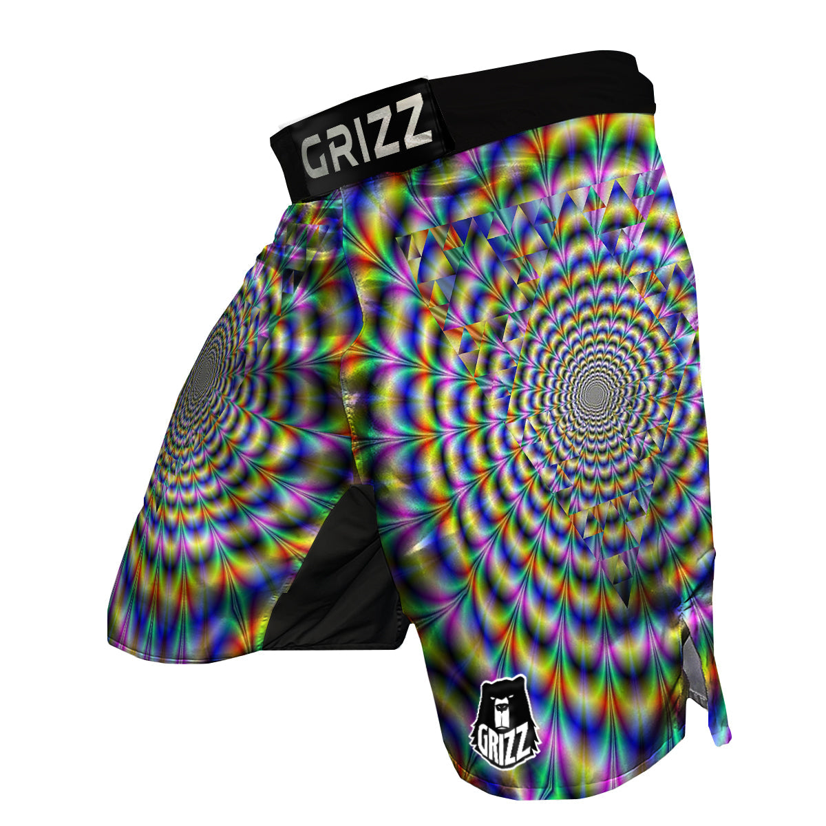 Colorful Psychedelic And Triangle Print MMA Shorts-grizzshop