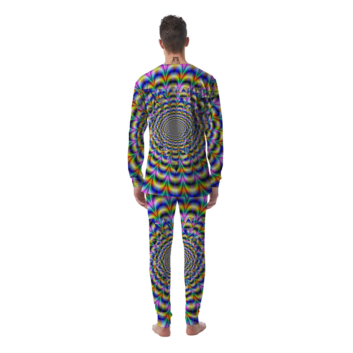 Colorful Psychedelic And Triangle Print Men's Pajamas-grizzshop