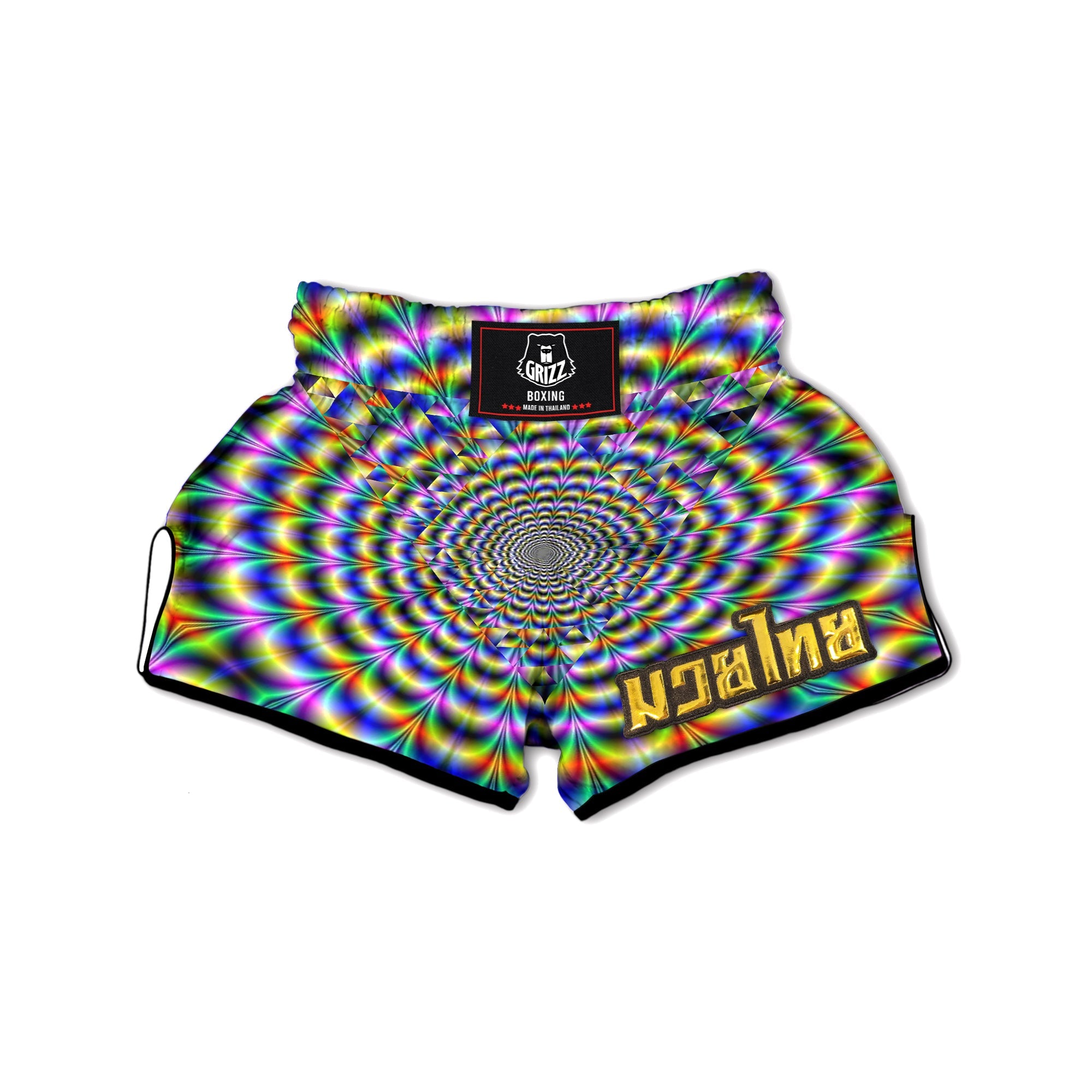 Colorful Psychedelic And Triangle Print Muay Thai Boxing Shorts-grizzshop